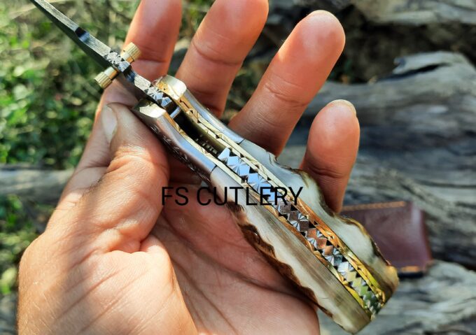 Custom Handmade Damascus Steel Pocket Folding Knife - Image 4