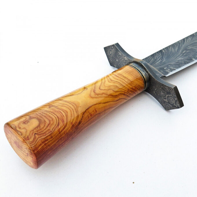 Beautiful-Olive-Wood-Handle-Hunting-Bowie-Knife