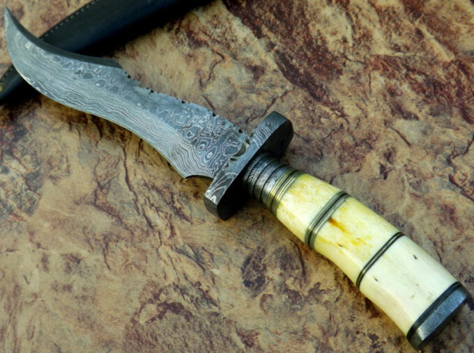 Custom-Bowie-Knife-Camel-Bone-Handle