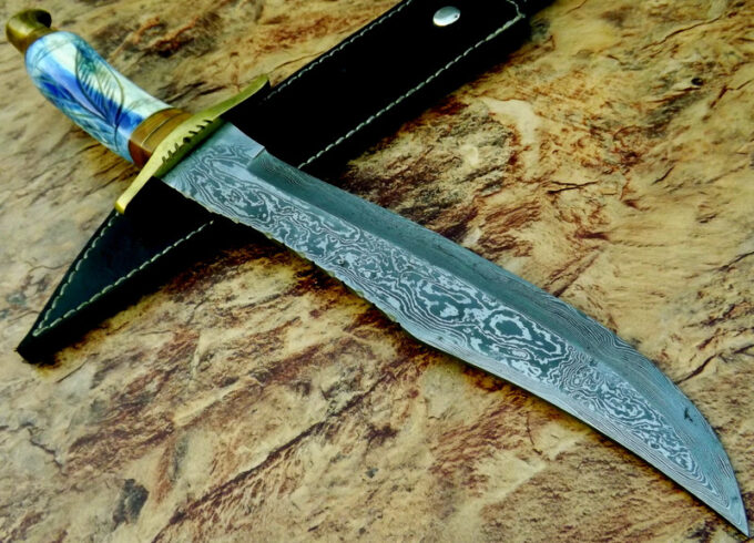 Handmade-Damascus-Steel-Hunting-Bowie-Knife