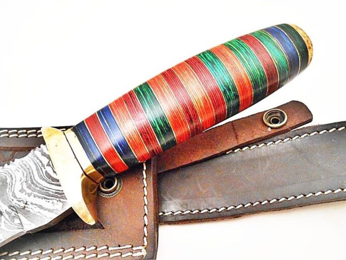 Multi-Colored-Wood-Handle-For-Bowie-Hunting-Knife