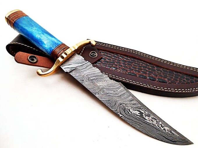 Beautiful-Custom-Handmade-Damascus-Steel-Hunting-Bowie-Knife