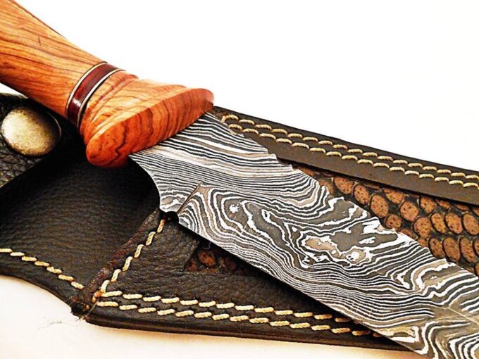 Custom-Handmade-Damascus-Steel-Hunting-Bowie-Knife-Natural-Koa-Wood-Handle